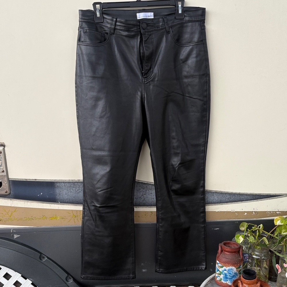 LOFT Charcoal Leather Pants